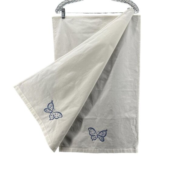 Pottery Barn Tea Towel Butterfly Embroidered Cotton Kitchen Decor 17" x 29" - Picture 1 of 10